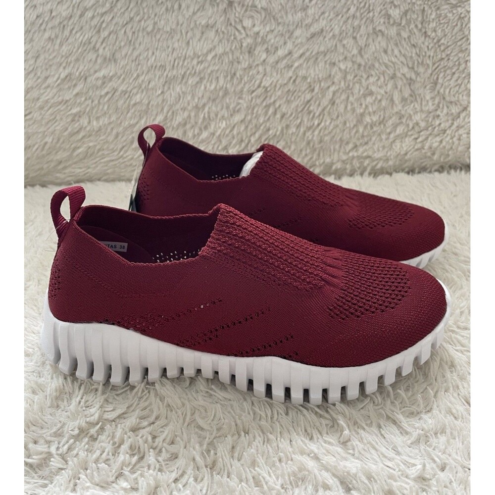 Bernie New Mev Gravitas Burgundy Slip-on knit upper Comfort Shoes Size 7